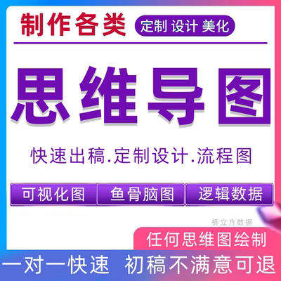 思维导图代画制作绘图流程图visio美化框架结构折线xmind定制ppt