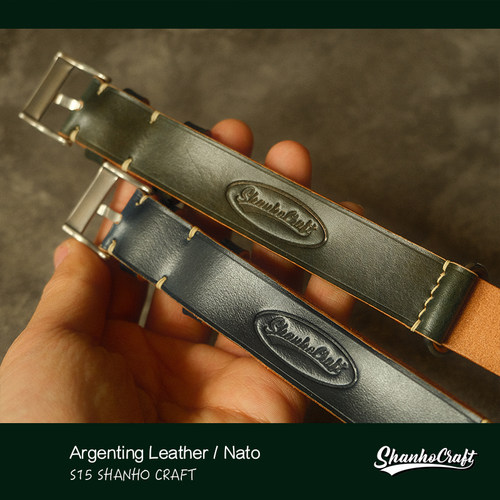 Shanho Nato阿根廷多脂臀背茶芯nato表带养牛手工制作腕带皮环
