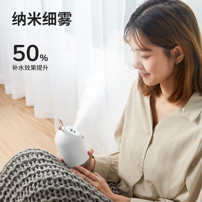 加湿器办公室大雾量家用静音空气小型桌面礼物夜灯迷你无线充电车