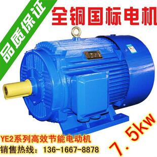 4极7.5KW千瓦铜芯380v 三相异步电动机Y2系列电机全新铜国标Y132M