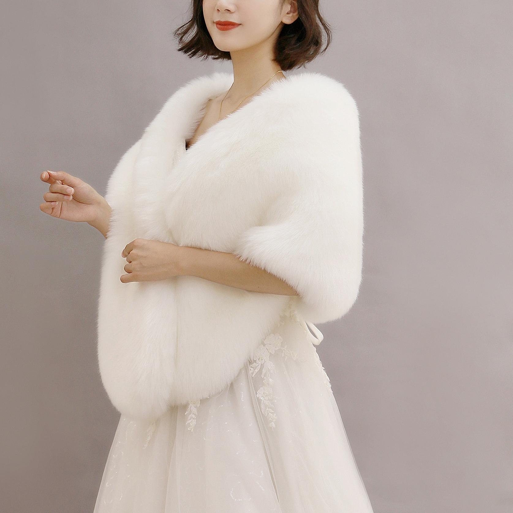 婚纱旗袍披肩女新娘结婚冬季防寒