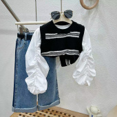 洋气时髦儿童装 2026新款 宝宝衬衫 牛仔裤 女童套装 三件套春装 春秋季