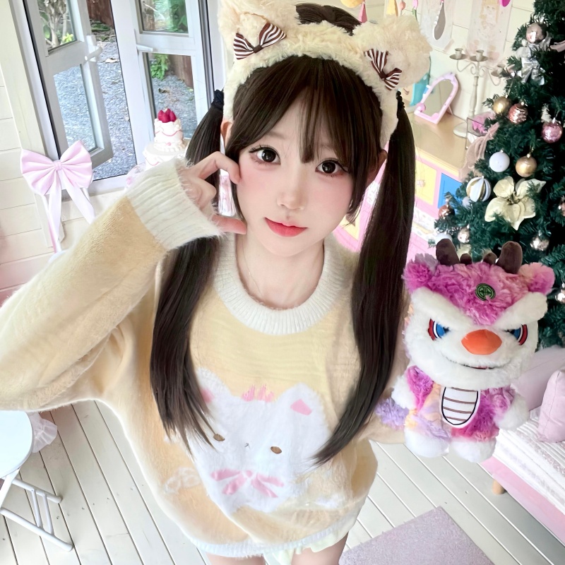 【校园初恋】假发女黑棕色甜妹lolita少萝jk双马尾长直发全头套式