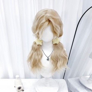 冰冷心事白金色假发女中分羊毛卷Lolita水波纹长卷发减龄全头套式