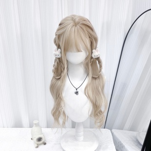 冰冷心事白金色假发女全头套式 Lolita韩系芭比日常水波纹长卷发