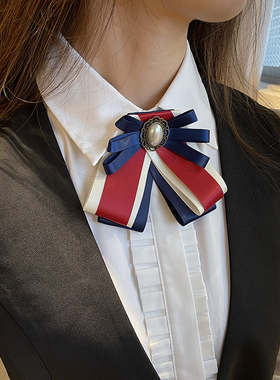 领花女职业银行领结酒店衬衫邮储电信农行工作服红色头花套装配饰