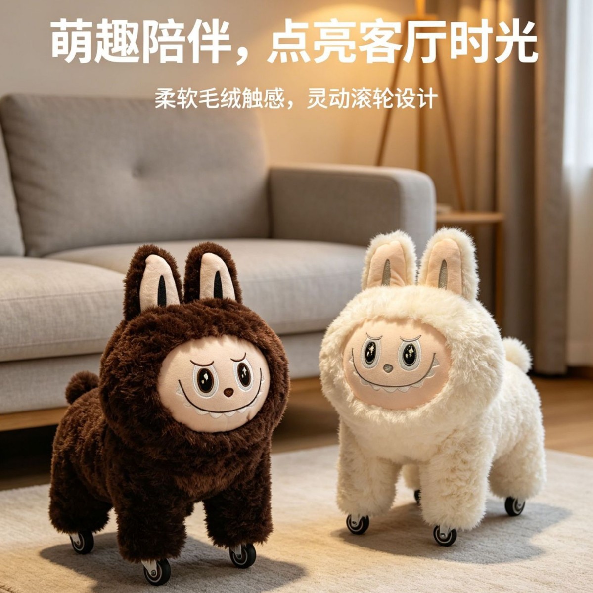 滑轮拉布布毛绒玩偶椅儿童玩具卡通换鞋凳家用孩子陪伴活动沙发
