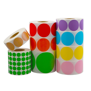 彩色圆形铜版纸60  50 40 30 20 70 80 90 100标签纸碳带条码打印机铜板纸红黄蓝绿色大号圆点数字不干胶贴纸