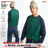 防晒凉感速干抑菌长袖 CoosRetro 流星 T恤厚板胶印运动上衣男