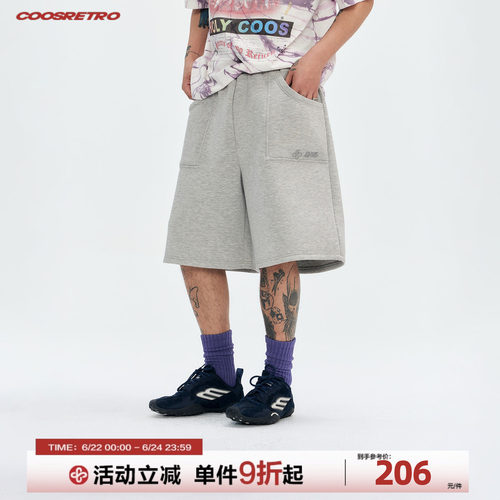 CoosRetro 美式潮牌直筒阔腿休闲五分裤男夏季空气层宽松运动短裤