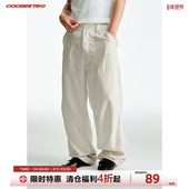 CoosRetro 男复古休闲百搭直筒休闲长裤 亚麻舒适透气老钱风工装 裤