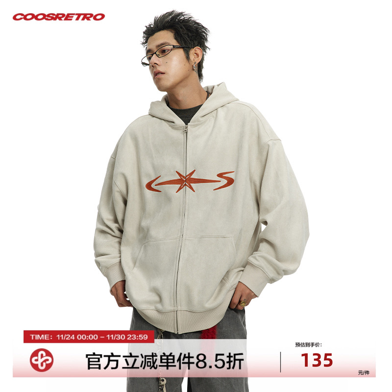 CoosRetro麂皮刺绣卫衣开衫