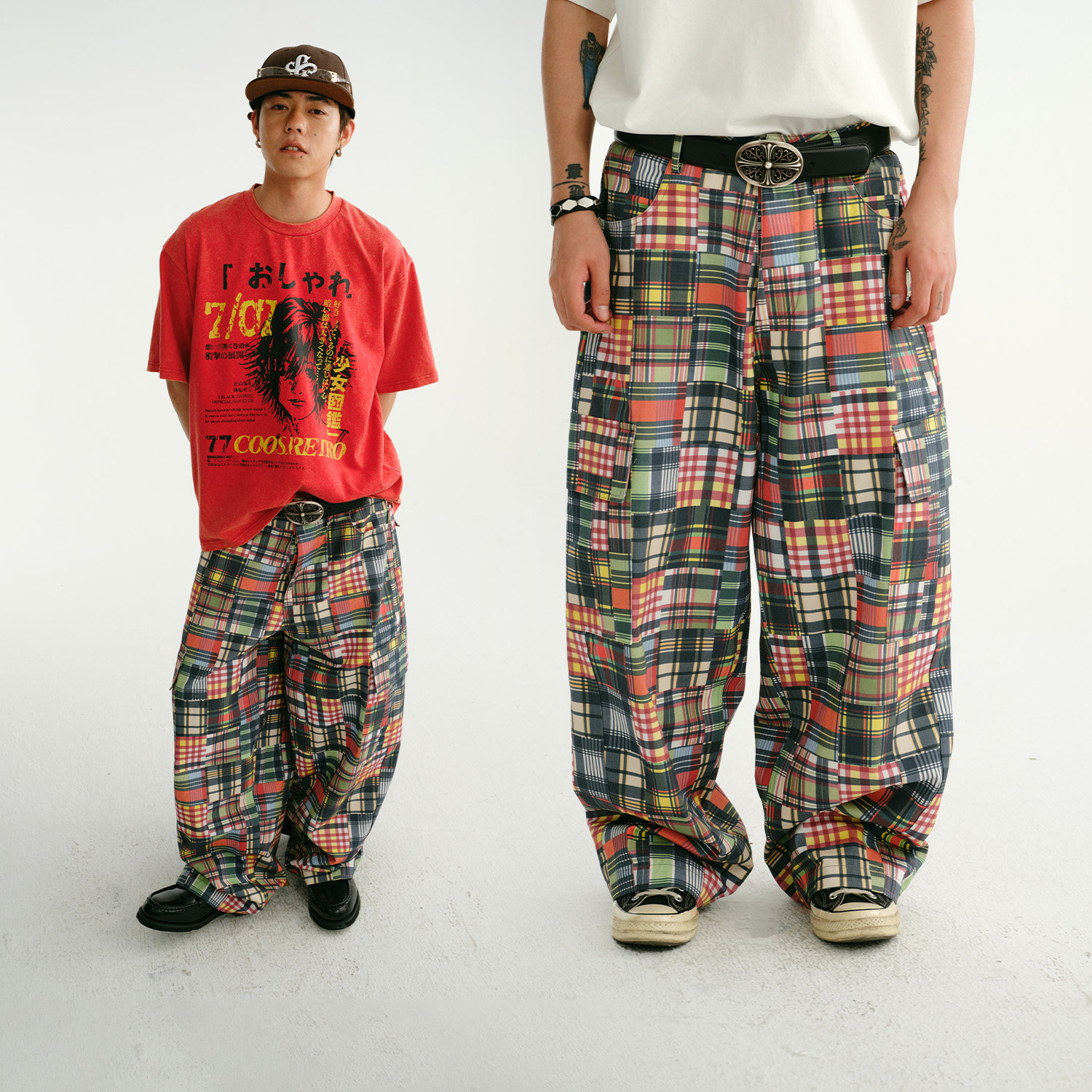 CoosRetro复古拼接工装直筒裤男