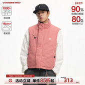 CoosRetro 格纹l刺绣多口袋休闲宽松保暖羽绒马甲 男士 冬季 新款