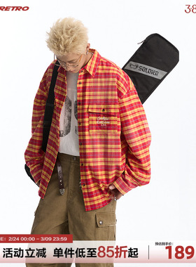 CoosRetro美式复古logo刺绣衬衫男女长袖格子百搭休闲开衫外套潮