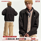 潮牌男插肩格子logo刺绣教练工装 复古春季 夹克外套 美式 CoosRetro