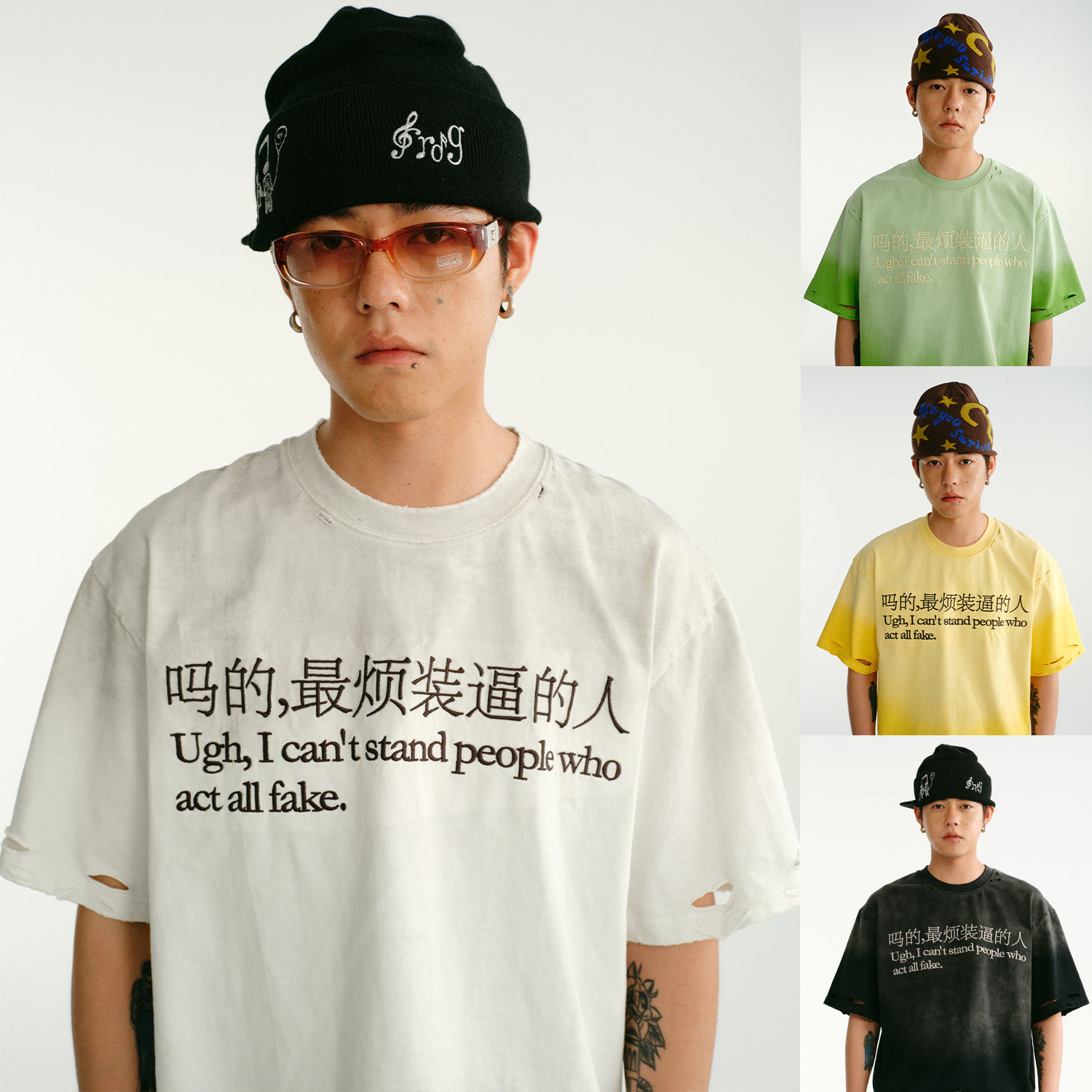 复古做旧重磅300g趣味印花T恤