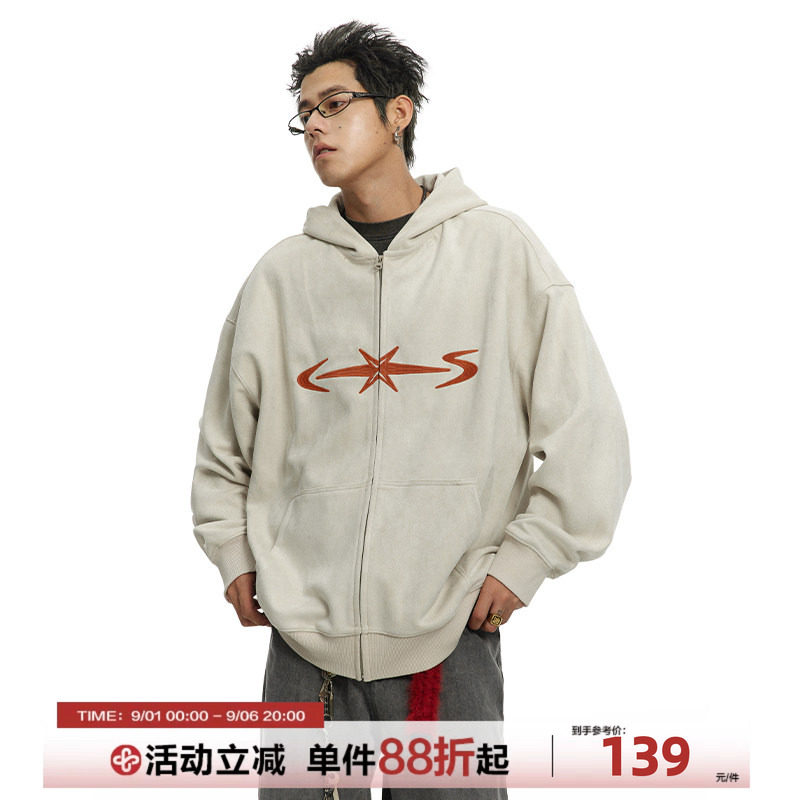 CoosRetro麂皮刺绣卫衣开衫图片