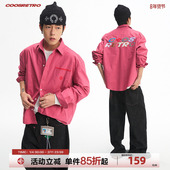 CoosRetro美式 上衣外套 外套男拼接绣花设计长袖 复古工装 早春衬衫