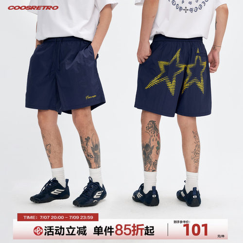 CoosRetro 美式潮牌速干运动短裤男女夏季情侣薄款训练百搭五分裤