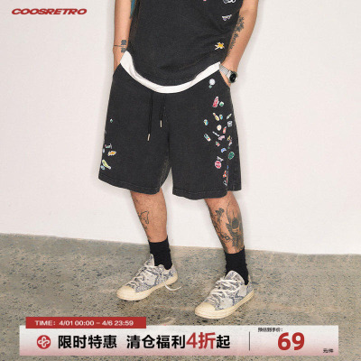 夏装烫画贴纸休闲七分裤