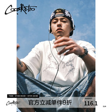 CoosRetro美式复古270g荆棘刺绣白色短袖T恤男女夏季圆领半袖潮牌