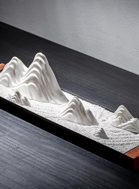 摆件禅意枯山水客厅桌面沙盘微景观造景新中式创意日式室内陶瓷沙