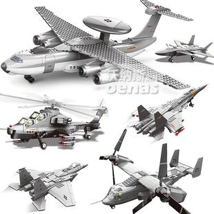 积木战斗飞机机模型拼装 军事乐高直升玩具歼系列益智万格20兼容男