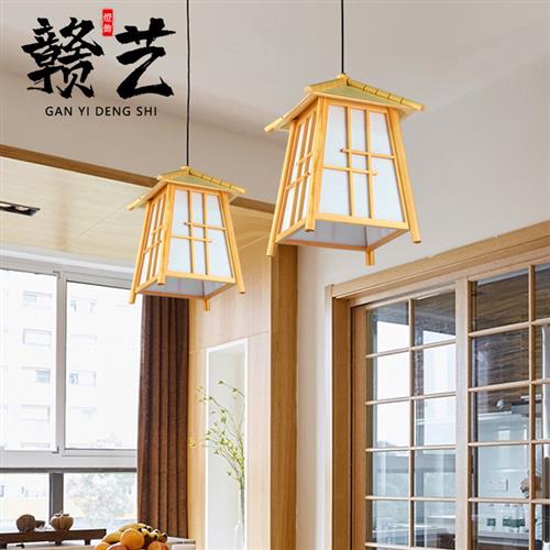 日式吊灯榻榻米灯具卧室和室樟子松原木灯主题餐厅客栈创意木艺灯