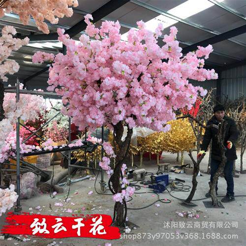 仿真树多层樱花树影楼室内场地道具带栅栏假樱花树盆景大型许愿树