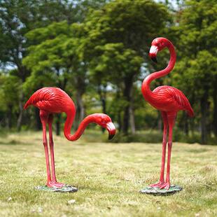户外仿真火烈鸟摆件玻璃钢园林景观雕塑婚庆道具庭院商场美陈装饰