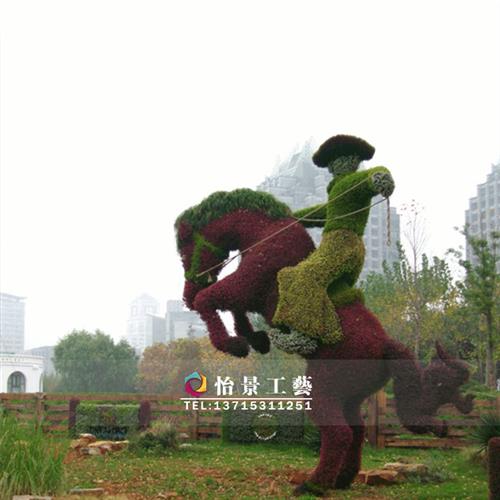 仿真西部牛仔雕塑玻璃钢绿植造型雕塑人物骑马雕塑园林美陈