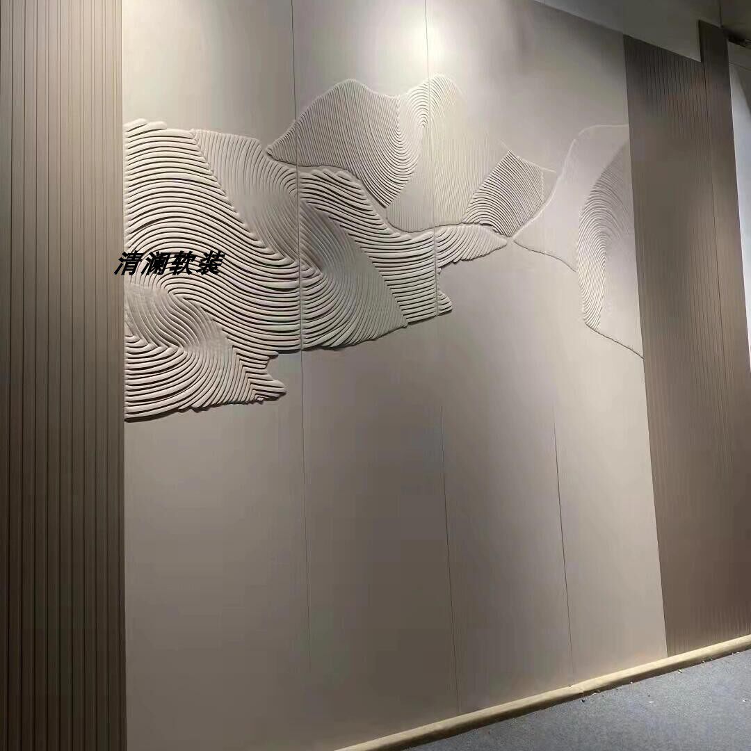 双盈硬包 透光皮雕 浮雕 镂空发光硬包 灯光皮革软包刺绣3D割花