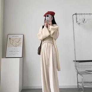 灰色糯米裤 加绒高腰直筒垂感慵懒秋冬宽松阔腿 女春秋2025年新款