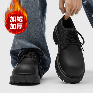 德比鞋男款2025新款高级感休闲皮鞋厚底增高大头鞋加绒保暖棉鞋男