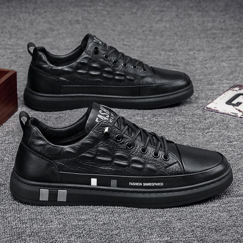 鞋子男鞋商务潮流百搭板鞋男款潮鞋上班工作黑色男士休闲皮鞋运动