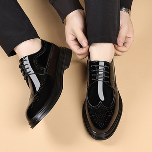 大码46夏季皮鞋男款2025新款商务正装布洛克英伦休闲男鞋47码婚鞋