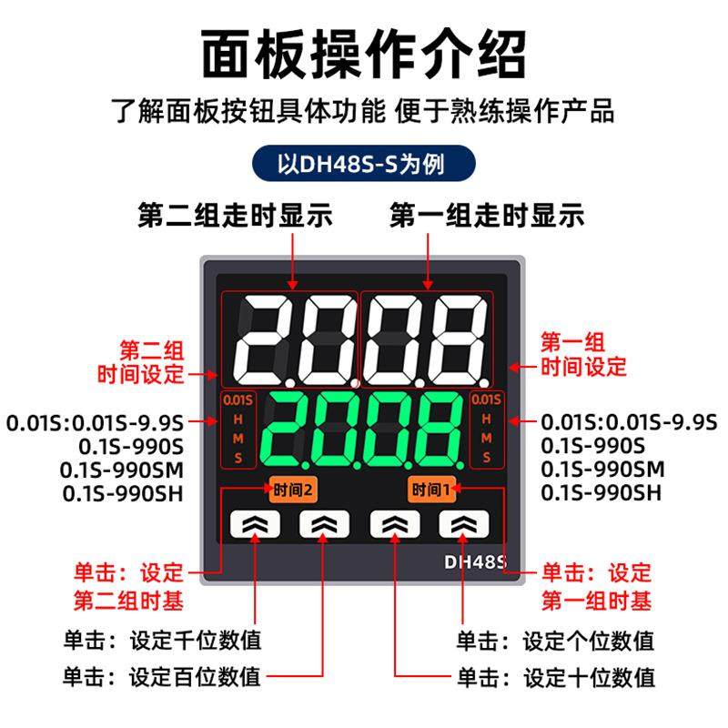 面板安装DH48S-S时间继电器220V循环控制器1Z/2Z数显延时器12 24V