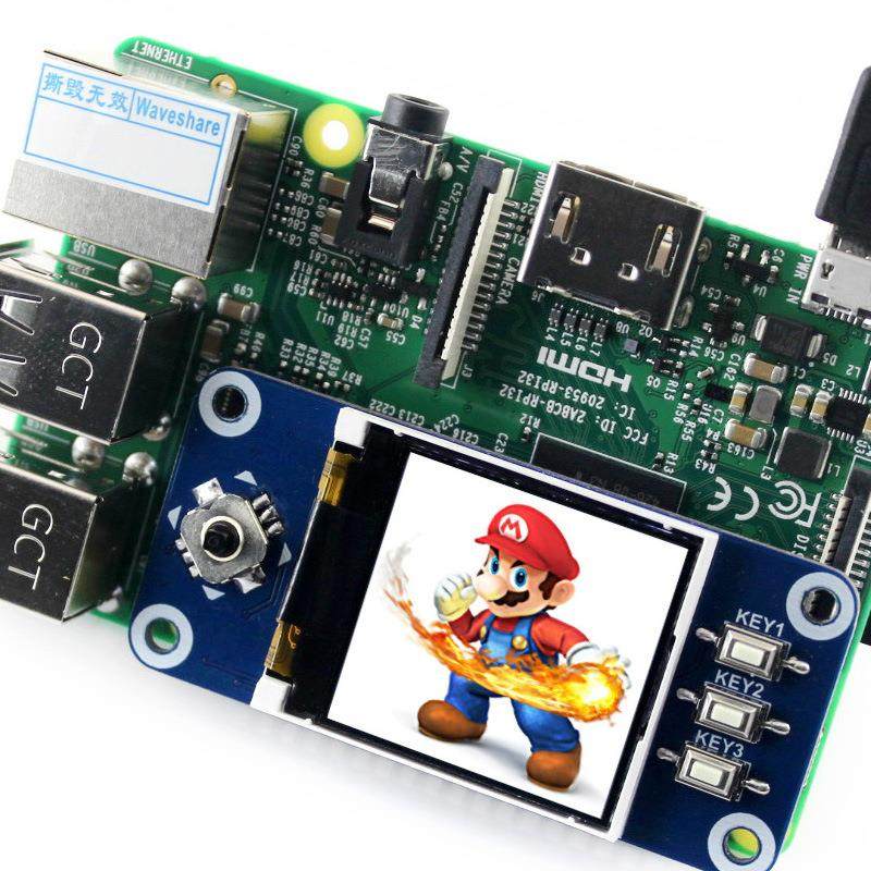 微雪 树莓派4代 3b+ 1.44寸彩色 LCD显示扩展板 SPI接口显示屏