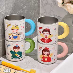 316不锈钢漱口杯牙刷杯一家三口儿童刷牙杯四口洗漱杯牙缸高级感