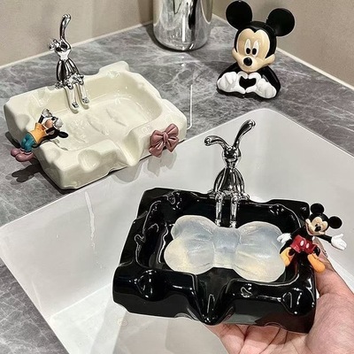 奶酪高颜值陶瓷肥皂盒卫生间置物架香皂盒家用洗手台沥水轻奢方形