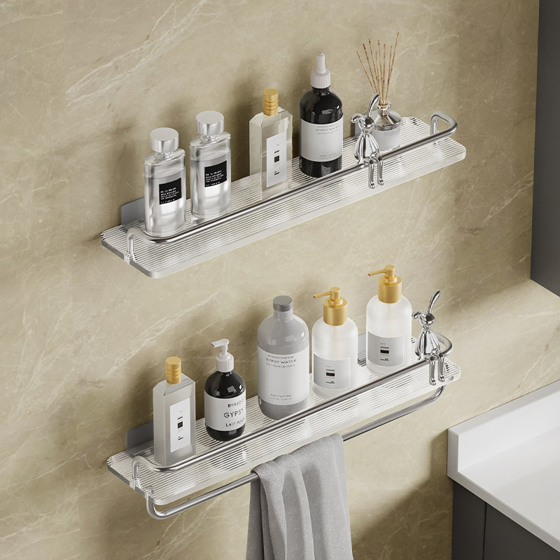 浴室置物架卫生间洗漱台亚克力厕所洗手间毛巾收纳架免打孔壁挂式