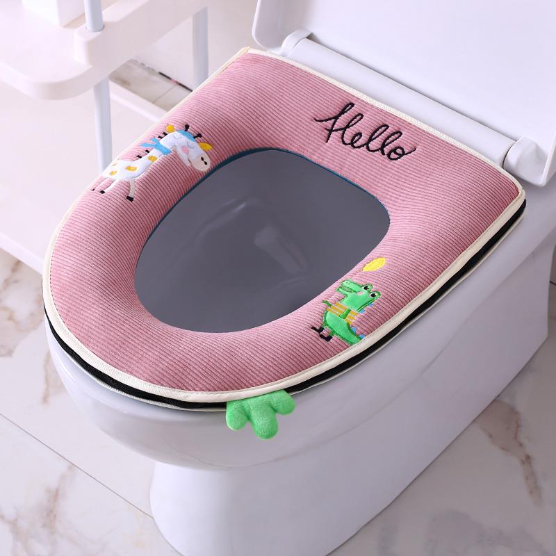 家用马桶坐垫防水拉链款通用冬季毛绒马桶垫套网红四季坐便器垫圈