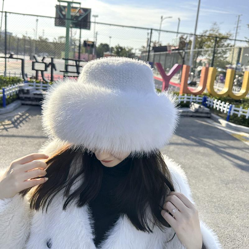 加厚仿水貂狐狸毛毛帽子女