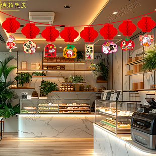 2026新年元 饰品蜂窝灯笼拉旗马年春节商场幼儿园教室过年布置 旦装
