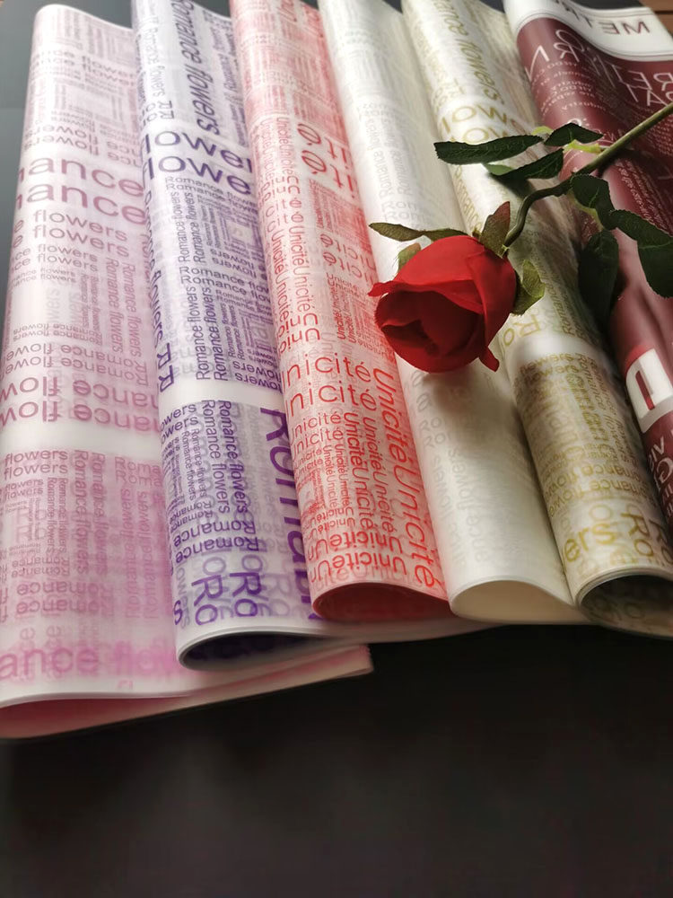 七夕节英文雾面纸鲜花花束包装纸花艺材料花店用品资材防水包花纸
