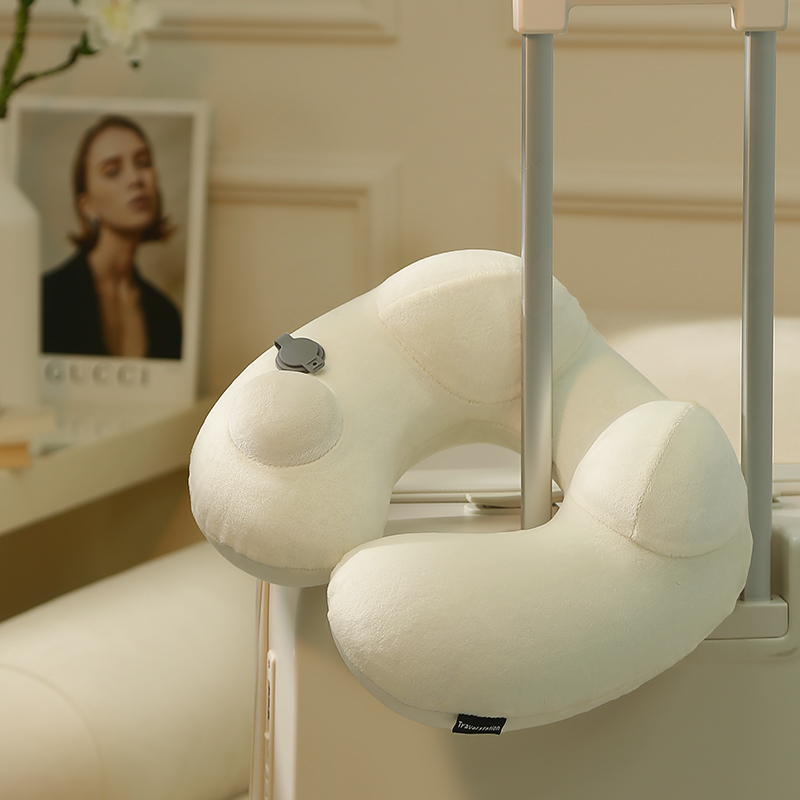 旅行按压充气u型枕飞机睡觉神器