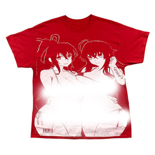 Japanese tee printing短袖 blackred黑红Y2K千禧Otaku喷绘Inkjet