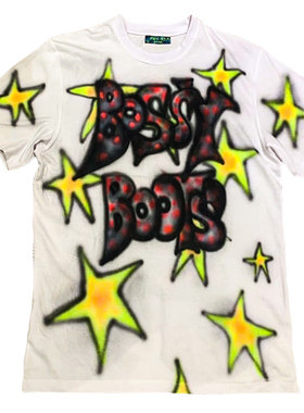 heavy metal蛮横的靴子bossy boots 涂鸦喷绘hiphop短袖amekaji