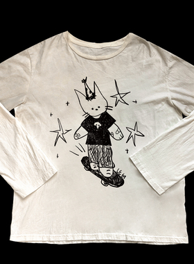 网络流浪汉涂鸦喷绘原创滑板线稿gyaru萌Moe嬉皮士Hippies脏脏T恤